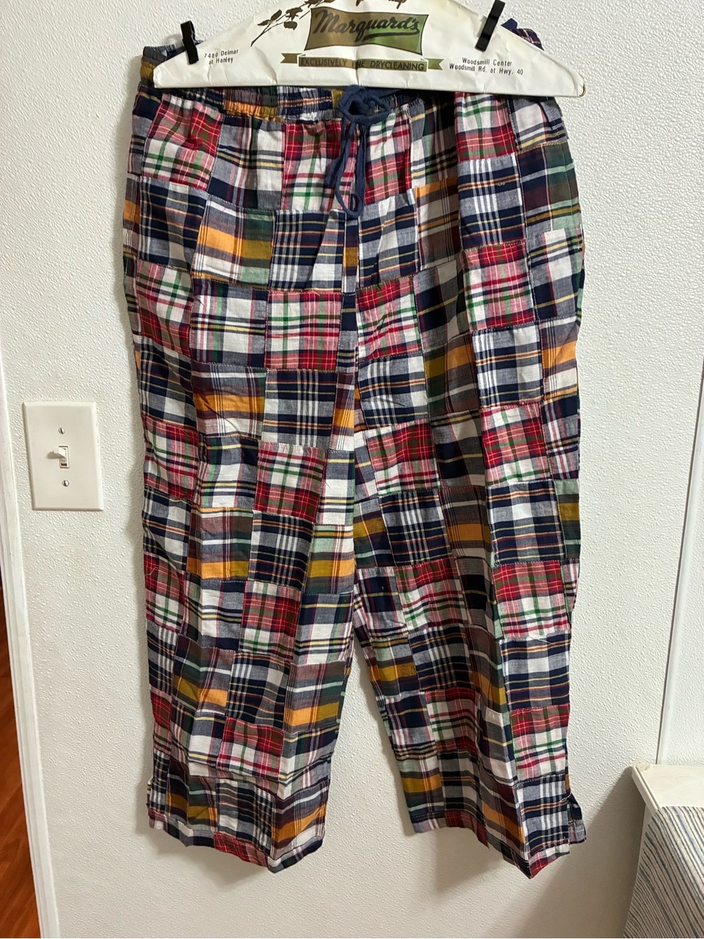 Serengeti Plaid Madras Patchwork Capri Pants - Multicolor L NWOT